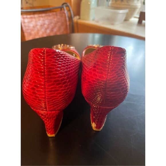 Tory Burch Double Logo Embossed Snakeskin Shoes - Picture 3 of 8